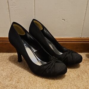 Deb Black Classic Heels with Ruched Detail